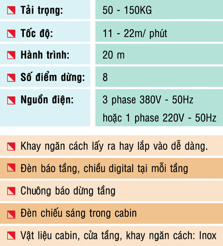 đơn vị lắp đặt hệ thống thang tời hàng thực phẩm